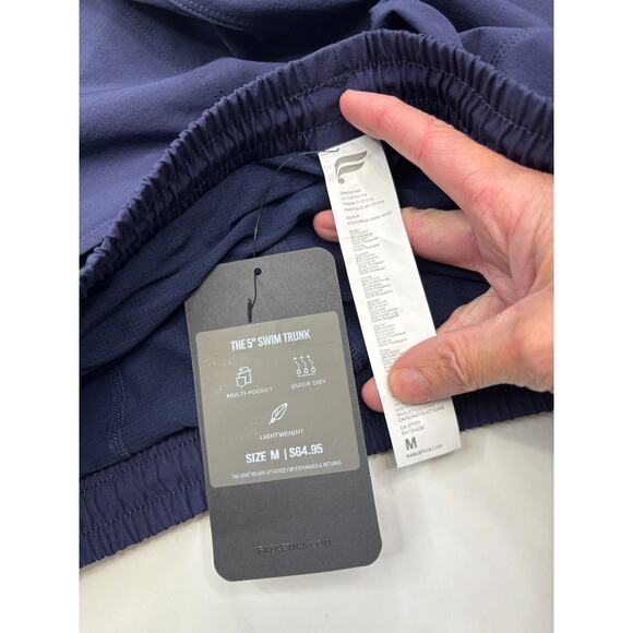 Fabletics Mens Size M Navy Blue Swim Trunks 5 in. - Picture 5 of 5